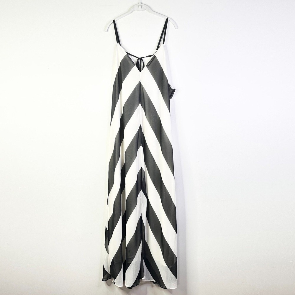 Christopher‎ John Rogers Maxi Dress Women Plus 24W / 26W Black White Chevron